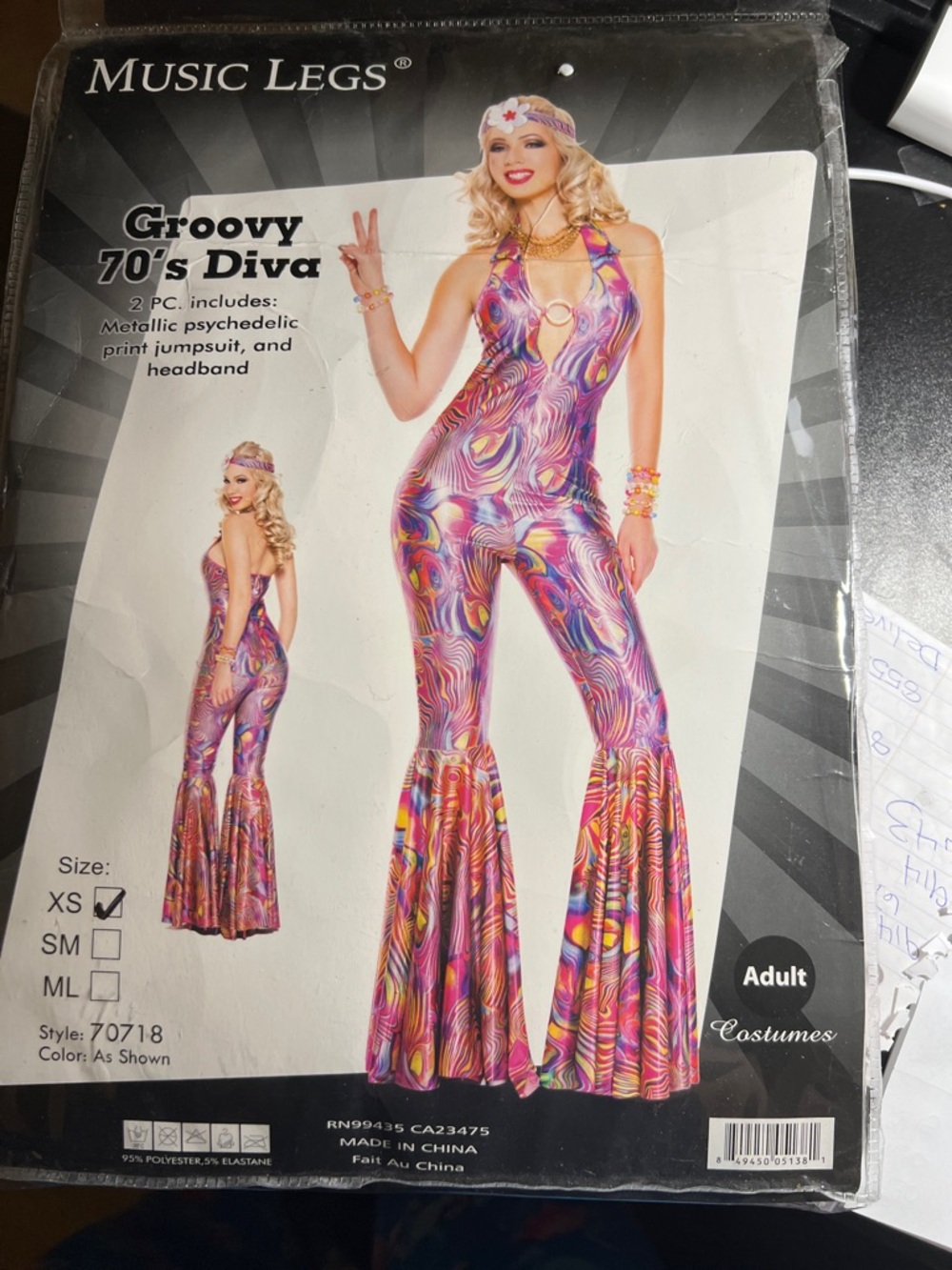 Music Legs Metallic Psychedelic Halter Jumpsuit - Pink Multi